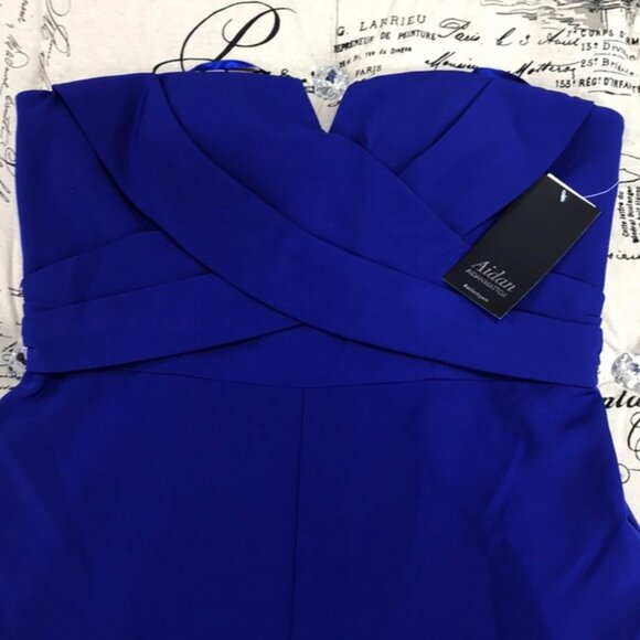 Aidan Mattox Women's Blue Strapless Crepe Jumpsuit - Picture 6 of 9